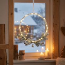 gjenstander LED-ring i metall til oppheng, sølv, varmhvit, 30 cm