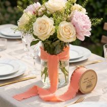 gjenstander Chiffonbånd oransje pastellfarget stoffbåndfrynser 40mm 15m