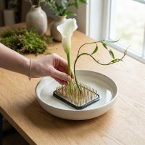 gjenstander Kenzan Ikebana blomsterstilk, sølvmessing, rektangulær, 60×45 mm