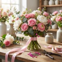 gjenstander Blomsternåler med perlehode, rosa, Ø4 mm, 40 mm, 150 stk.