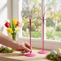 gjenstander Sommerfugl Metalldekor Fjær Fuchsia Gull H35cm 2 stk