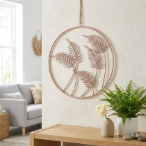 gjenstander Veggdekorasjon «Fregn» metall roségull til oppheng, stilig dekorativ ring, moderne design, Ø52cm