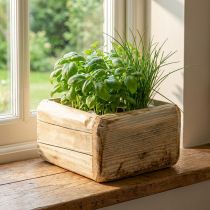 gjenstander Plantepotte plantekasse treblomsterpotte naturell 15,5×15,5cm