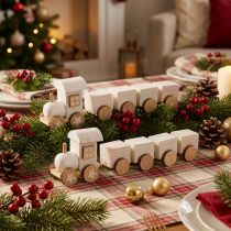 gjenstander Tretog deco juletog hvit L20cm H6cm 2stk