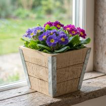 gjenstander Blomsterkasse trepotte shabby chic beige 12,5×14,5×14,5cm