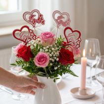 gjenstander Blomsterplugg dekorativ plugg “Love” Valentinsdag 25,5cm 16 stk
