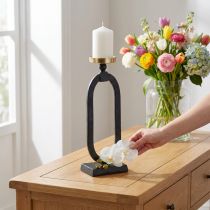 gjenstander Lysestake svart gull dekorativt støpejern Ø10,5cm 46cm