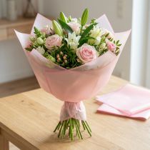 gjenstander Transmatt rosa våtbestandig blomsterfolie 57 cm, tilskåret til buketter, 20 stk.