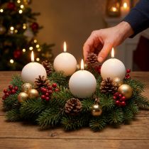 gjenstander Hvite kulelys, borddekorasjon av høy kvalitet, stemningsfull belysning til bryllup, advent, Ø60 mm, sett med 16