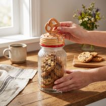 gjenstander Bonboniere kjekskrukke i glass med lokk kringle Ø11cm H28,5cm