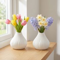 gjenstander Blomstervase keramisk løkform hvit Ø13cm H13,5cm 2stk
