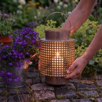 gjenstander Dekorativ lanterne lanterne metall med håndtak rose Ø18cm H29cm