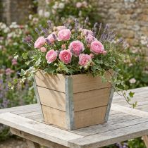 gjenstander Blomsterkasse i tre Shabby Chic Beige 19x19x15,5cm