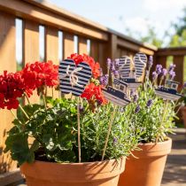 gjenstander Garden Stake Maritime Wood Flip Flops Båt Blå Hvit 8cm 12 stk