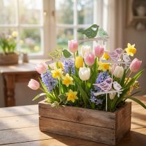 gjenstander Vårpynt Blomsterplugg Fugledekor i tre 7×10cm 12 stk