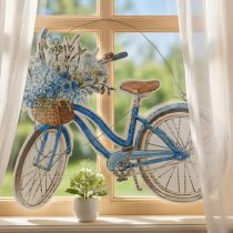 gjenstander Deco skilt tre sykkel sommer deco skilt for å henge blått, hvitt 31 × 25cm