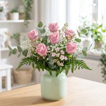 gjenstander Kunstroser rosa voksroser dekorative roser voks Ø6cm 18 stk