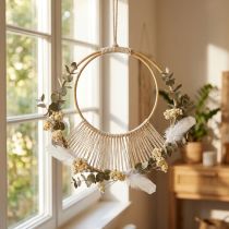 gjenstander DIY dekorative opphengsringer Boho dobbelring naturlig Ø20/15cm sett med 4