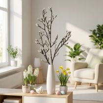 gjenstander Kunstig Magnolia-gren Vårdekorasjonsgren med knopper Brun Hvit L135cm