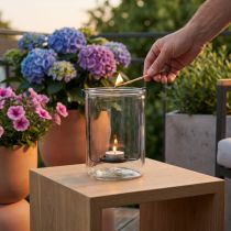 gjenstander Lyktglass med telysholder sort metall Ø13,5×H20cm