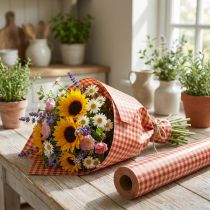gjenstander Blomstersilke 75cm rutete rød 8kg