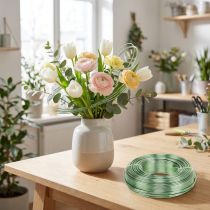 gjenstander Aluminiumstråd 2mm 500g, 60m mintgrønn - hobbytråd for dekorasjon, blomsterdekorasjon og modellbygging