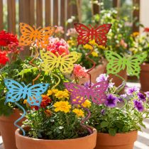 gjenstander Blomsterplugg sommerfugl fargerik 22cm 12 stk