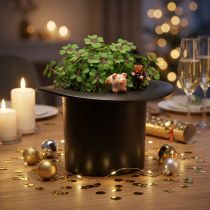 gjenstander Sort sylinder, plantekasse, nyttårsaften dekorasjon, plantekasse, trollmannshatt H16cm