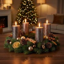 gjenstander Ensfargede kobbermetalliske kuppellys, 60x100mm, sett med 4 - Adventskrans julepynt
