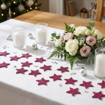 gjenstander Strødekor glitterstjerne 6,5cm rosa 36 stk