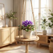 gjenstander Plantehuske, blomsterbrett på tau, hengende kurv med makrame Ø34cm L84cm