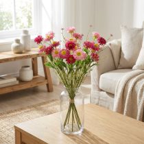 gjenstander Rhodanthe Rosa-Rosa Silkeblomster Kunstig Plante Jordbærbukett Dekorative Blomster 46cm