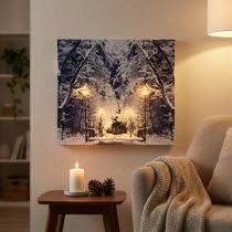 gjenstander LED bilde vinterlandskap park med lanterner LED veggmaleri 58x38cm