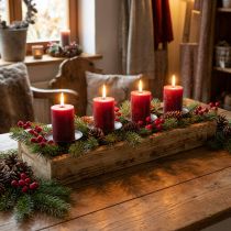 gjenstander Borddekorasjon adventslysestake lysfat tre L48cm