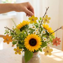 gjenstander Treblomster hengende dekor tre sommerdekor gul 4,5cm 24 stk