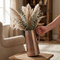 gjenstander Vintage dekorativ vase i kobberutseende, rustikk dekorativ mugge for tørkede blomster og kunstige planter, H36cm B21cm