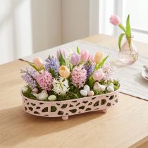 gjenstander Dekorativ skål Oval skål med føtter borddekor rosa 30×18cm