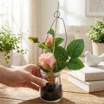 gjenstander Rose i glassrosa H23cm