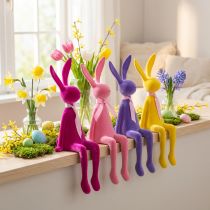 gjenstander Påskeharehylleholder, flokket, assortert, 36 cm, 4 stk.