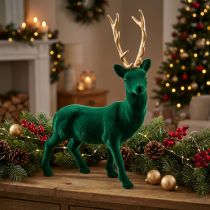 gjenstander Deco hjort stående grønt gull julepynt figur 40cm