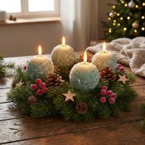 gjenstander Sett med 4 grønne kulelys 8 cm glitter snøball juledekorasjon adventslys