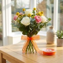 gjenstander Organza bånd gavebånd oransje bånd kant 15mm 50m