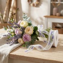 gjenstander Organzabånd, chiffonbånd, dekorativt bånd, lavendel, 40 mm, 20 m