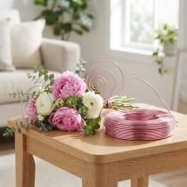 gjenstander Aluminiumstråd Ø2mm 500g 60m i rosa - Fleksibel, allsidig for blomsterdekorasjon, gjør-det-selv og dekorasjon