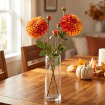 gjenstander Kunstig Dahlia Dekorative Blomster Oransje Rød Ø10 L80cm 2stk