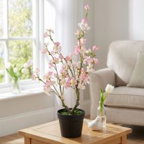 gjenstander Mandeltre Stor kunstig plante i potte rosa hvit 74cm