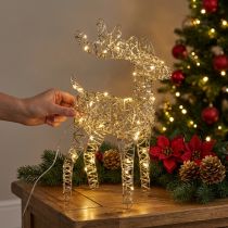 gjenstander LED-reinsdyr i metall, juledekorasjon innendørs, gyllen, H40 cm