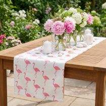 gjenstander Dekorativt stoff flamingo hvit-rosa 30cm x 3m