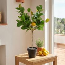 gjenstander Kunstig sitrontre i potte, middelhavsstil, lettstelt kunstig plante, dekorativt sitrustre, 57 cm høyt