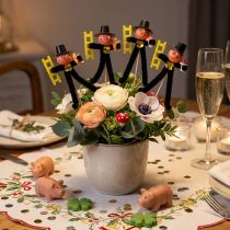 gjenstander Dekorasjon av skorsteinsfeier med blomsterpinne, lykkeamulett til nyttårsaften, 17 cm, 24 deler